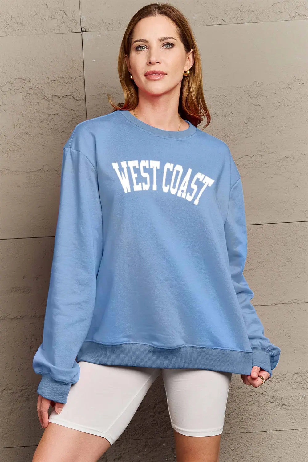 Simply Love Full Size WEST COAST Graphic Long Sleeve Sweatshirt Trendsi