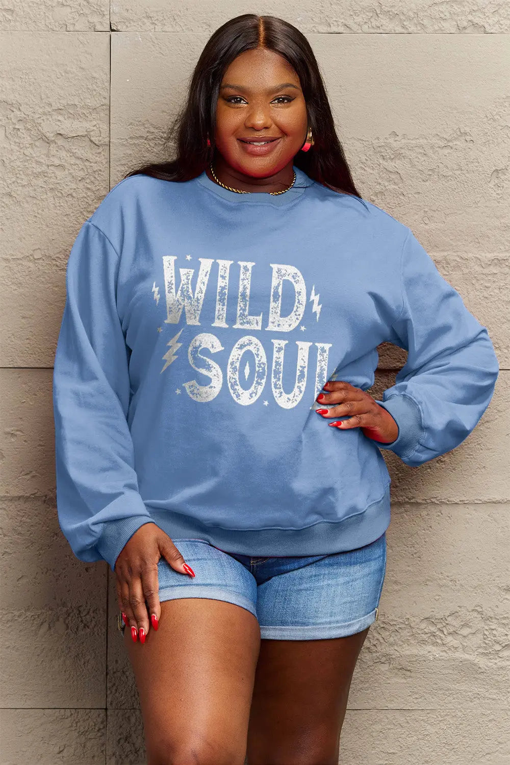 Simply Love Full Size WILD SOUL Graphic Sweatshirt Trendsi