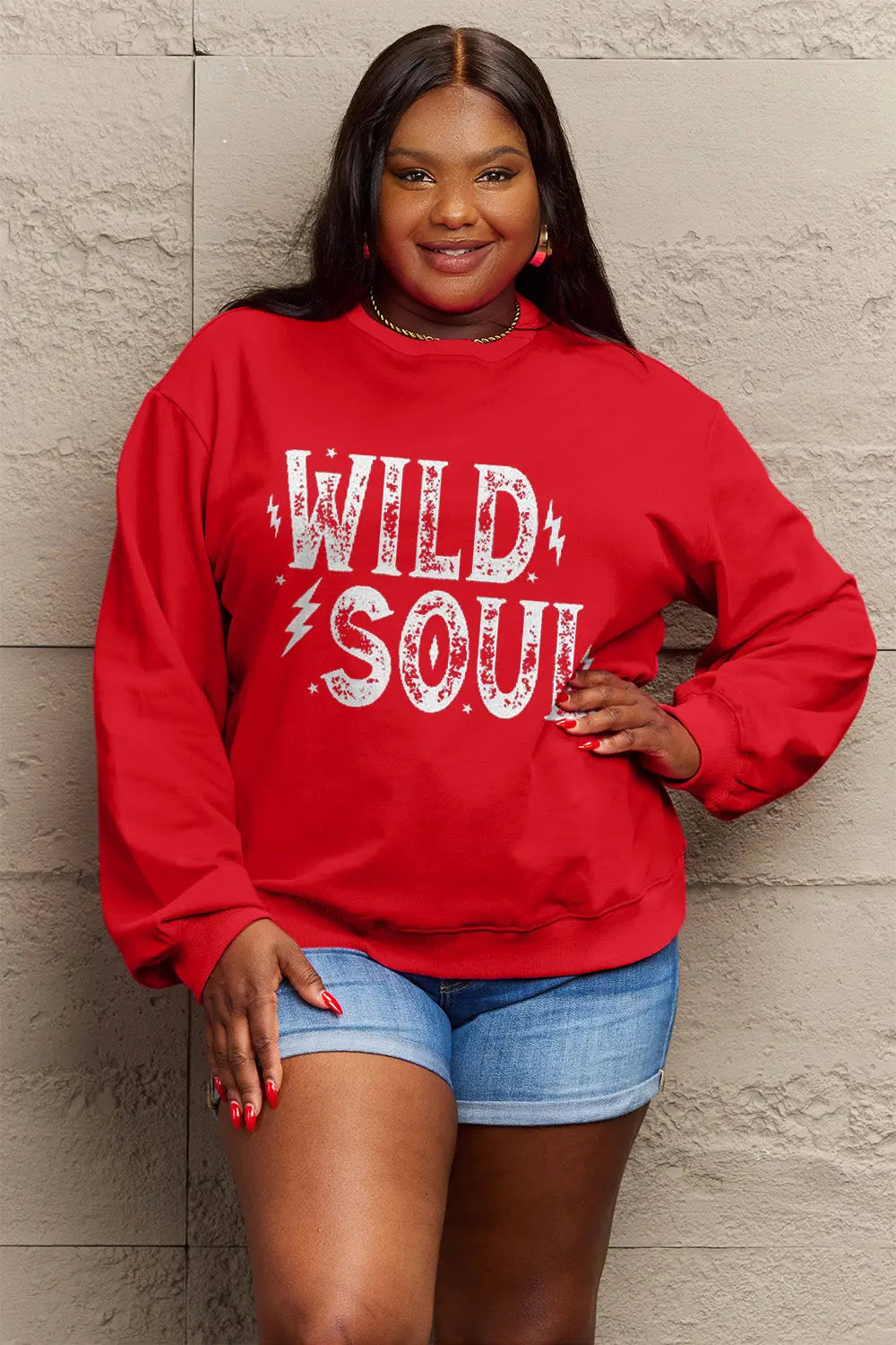 Simply Love Full Size WILD SOUL Graphic Sweatshirt Trendsi