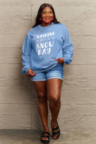 Simply Love Full Size WISHING FOR A SNOW DAY Round Neck Sweatshirt Trendsi