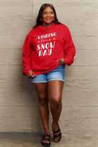 Simply Love Full Size WISHING FOR A SNOW DAY Round Neck Sweatshirt Trendsi