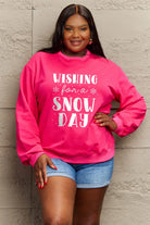 Simply Love Full Size WISHING FOR A SNOW DAY Round Neck Sweatshirt Trendsi