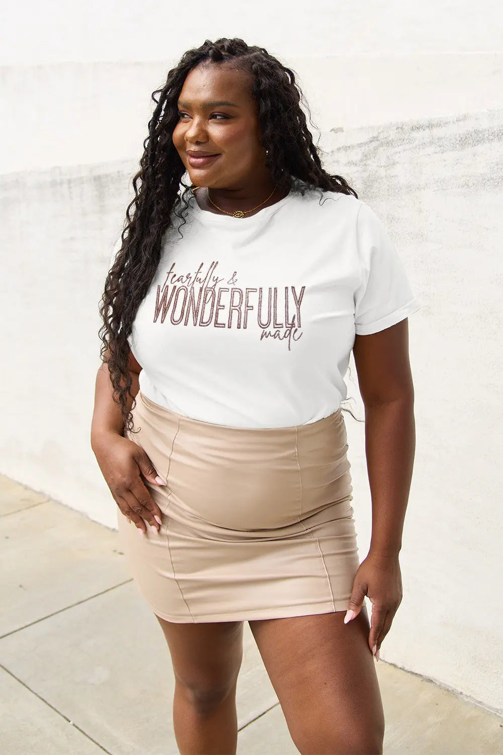 Simply Love Full Size WONDERFULLY Short Sleeve T-Shirt Trendsi