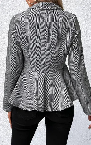 Single-breasted Ruffle-trimmed Slim Fit Blazer Jacket HW56V45BEN Casual Chic Boutique
