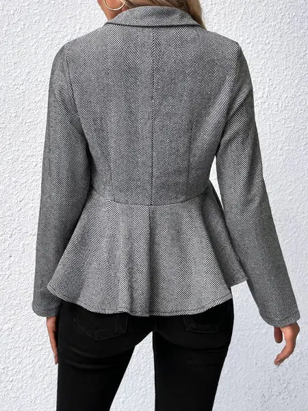Single-breasted Ruffle-trimmed Slim Fit Blazer Jacket HW56V45BEN Casual Chic Boutique
