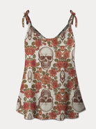 Skull Scoop Neck Tie Shoulder Cami Trendsi