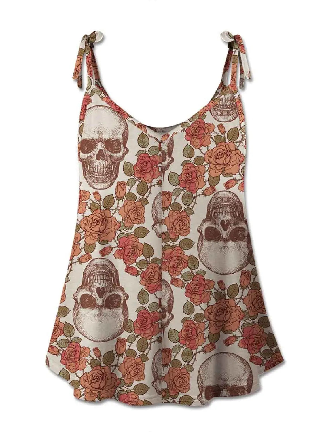 Skull Scoop Neck Tie Shoulder Cami Trendsi