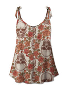 Skull Scoop Neck Tie Shoulder Cami Trendsi