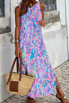 Slit Printed Wide Strap Midi Dress Trendsi