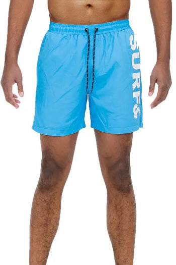 Solid Lined Beach Swim Text Swim Shorts WEIV