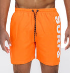 Solid Lined Beach Swim Text Swim Shorts WEIV