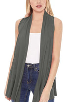 Solid, long body open front vest in a loose fit Moa Collection