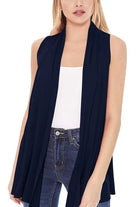 Solid, long body open front vest in a loose fit Moa Collection