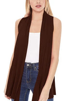 Solid, long body open front vest in a loose fit Moa Collection