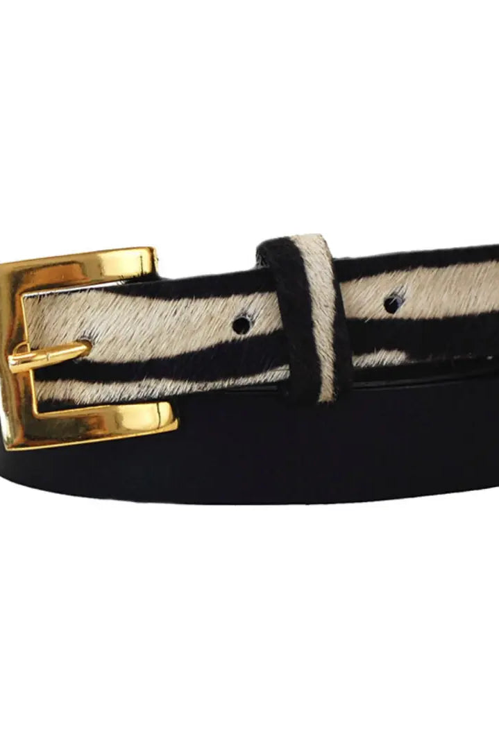 ClaudiaG Sophia Genuine Leather & Cowhide Belt -Black
