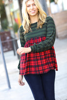 Holiday Plaid Babydoll Color Block Swing Top Haptics