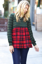 Holiday Plaid Babydoll Color Block Swing Top Haptics