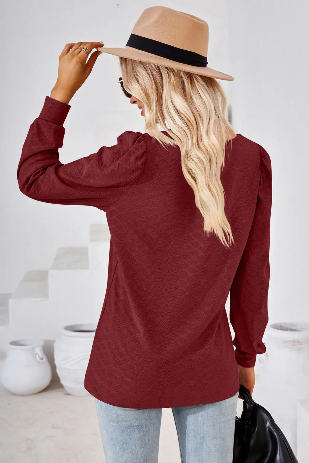 Square Neck Puff Sleeve Blouse Trendsi