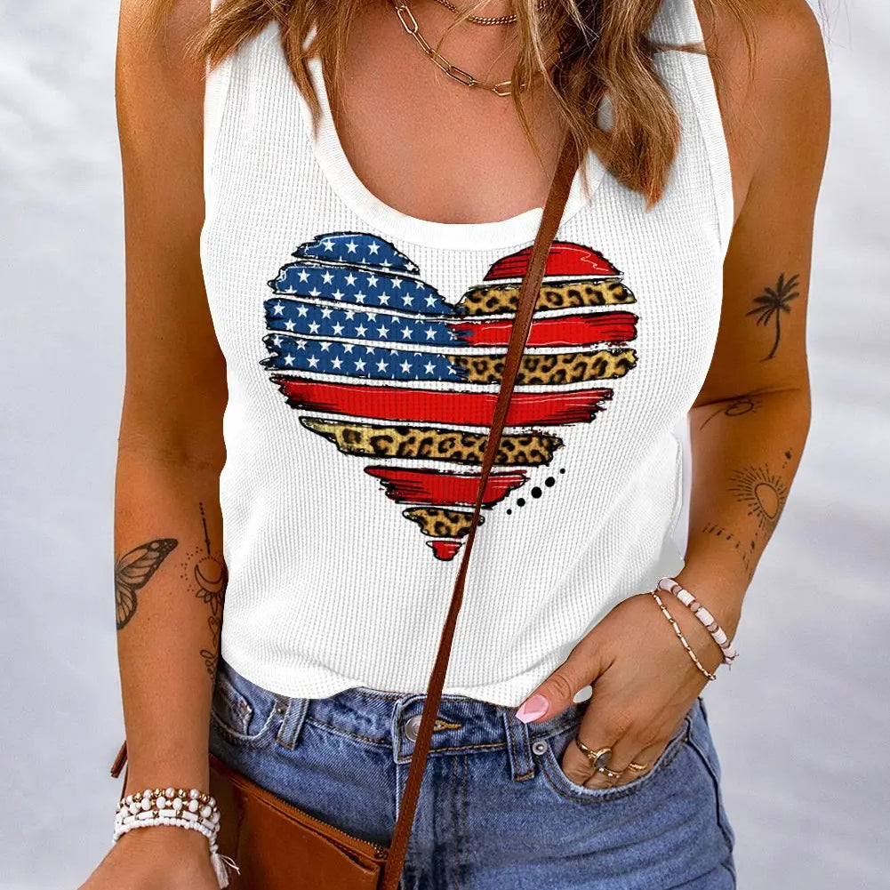 Star and Stripe Heart Graphic Scoop Neck Tank Trendsi