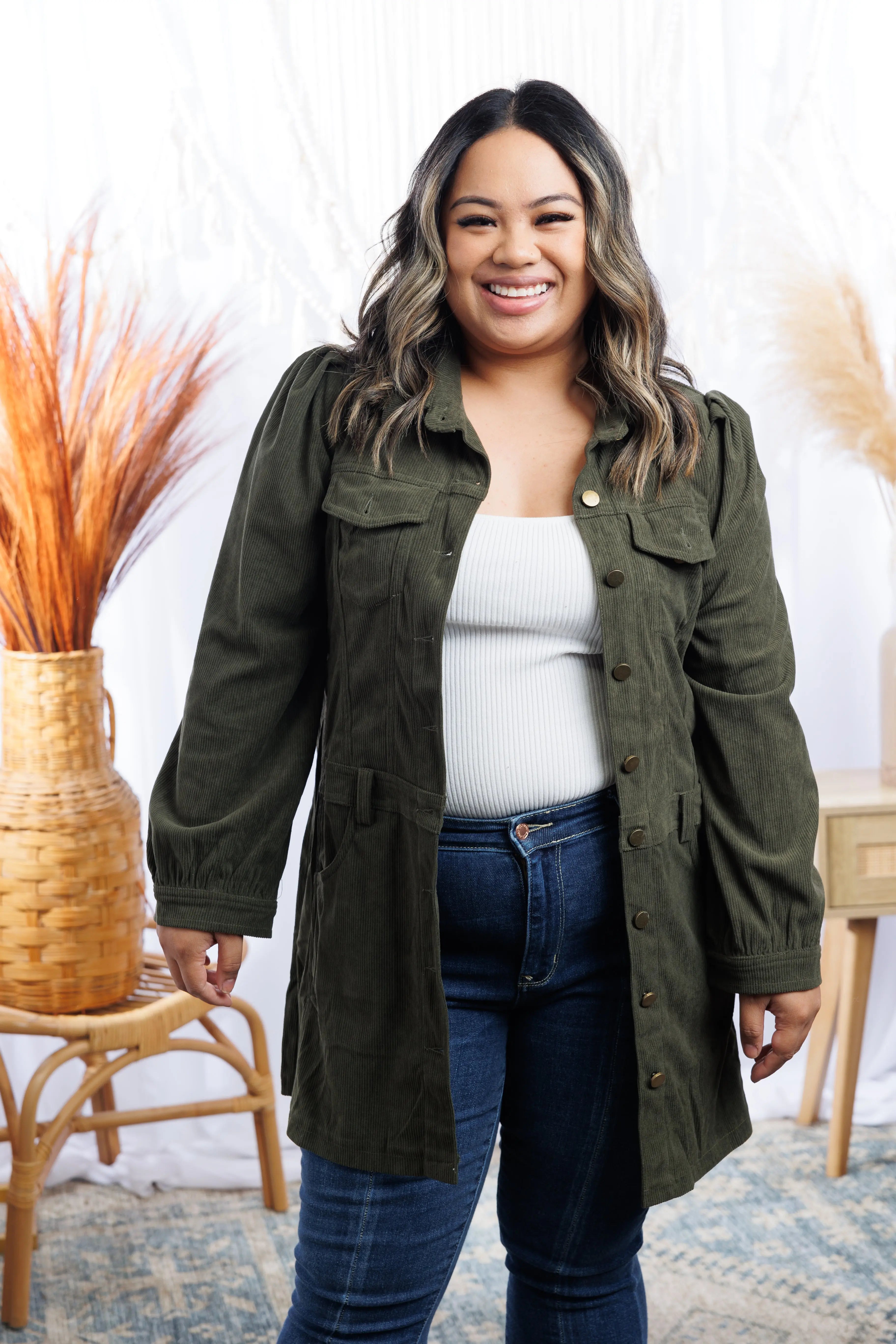 Step Outside - Olive Corduroy Jacket Boutique Simplified