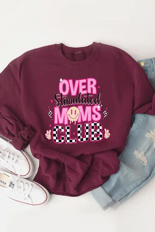 Stimulated Moms Club Graphic Fleece Sweatshirts Color Bear