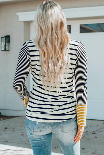 Striped Buttoned Long Sleeve Top Casual Chic Boutique