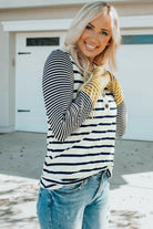 Striped Buttoned Long Sleeve Top Casual Chic Boutique