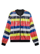 Striped Loose Sequin Jacket HFLAWVDXNV Casual Chic Boutique