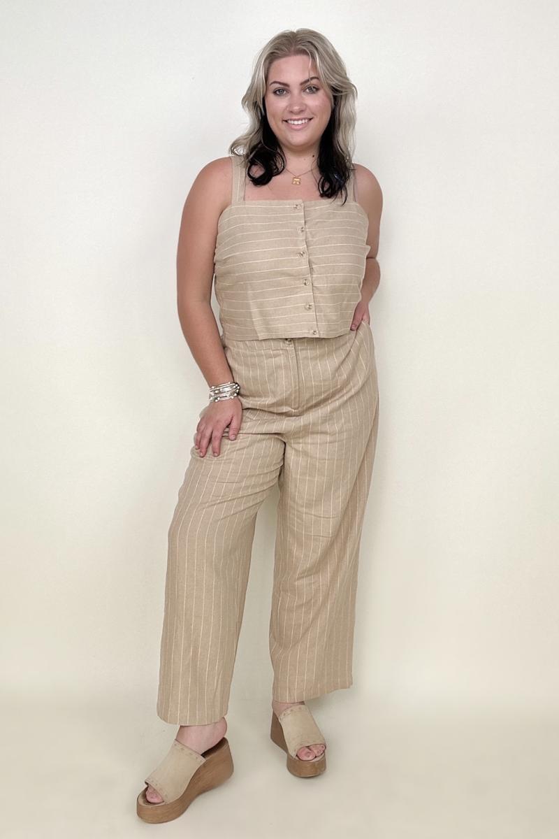 SKIES ARE BLUE Linen Pin Stripe Pants Kiwidrop