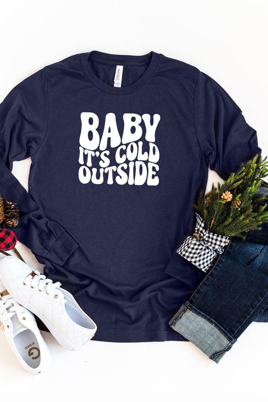 Baby It's Cold Outside Wavy | Long Sleeve Crew Neck Olive and Ivory Retail