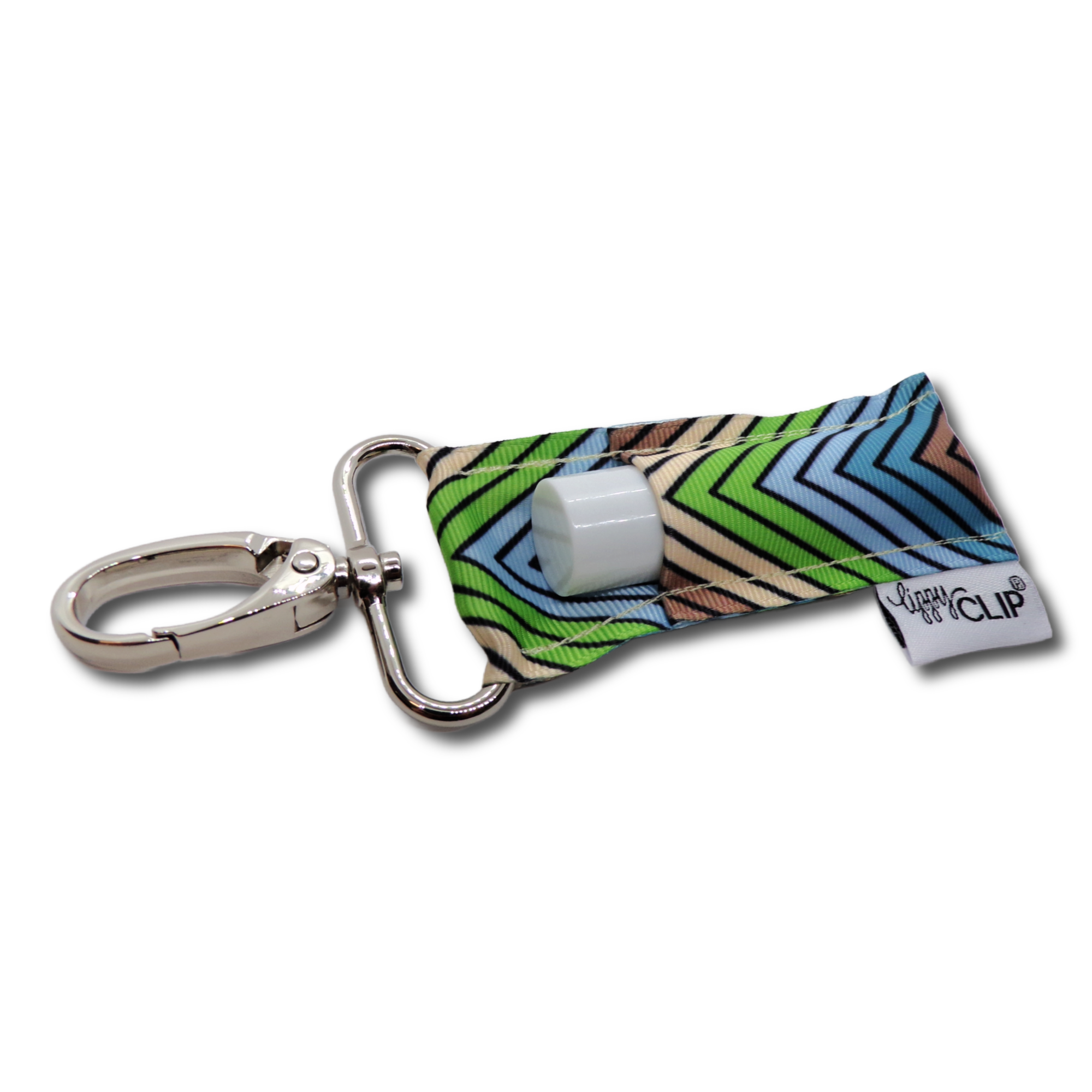 Taupe Blue and Green Stripe LippyClip® Lip Balm Holder LippyClip®