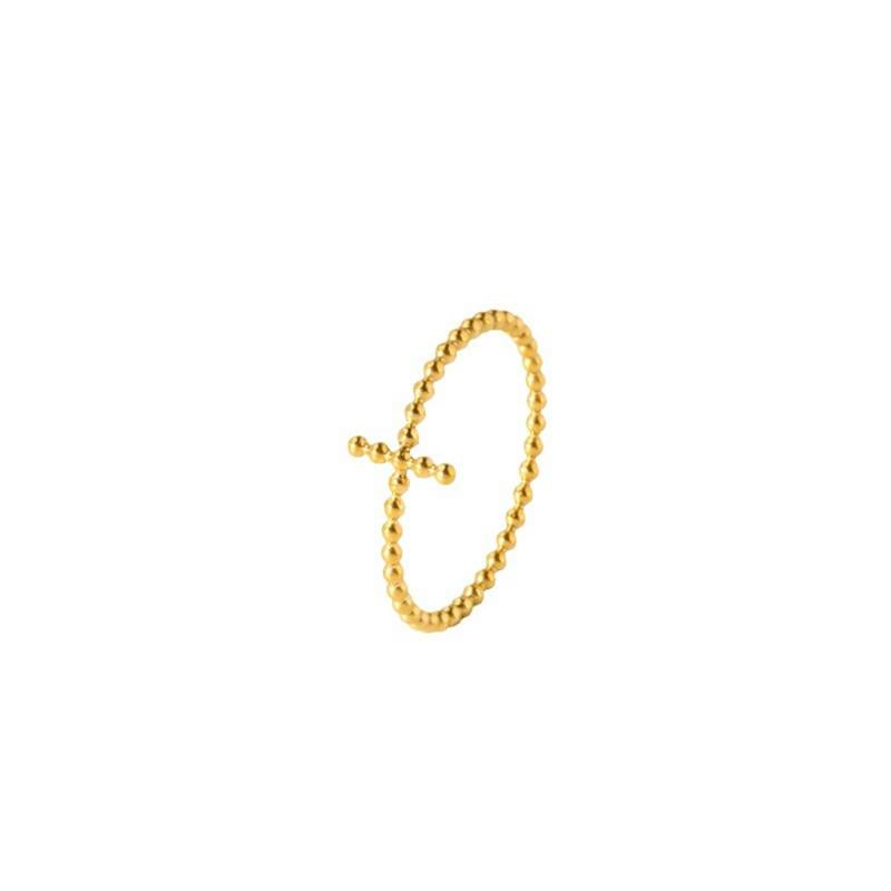 18K Gold Plated Cross Beaded Ring (With Box) Kiwidrop