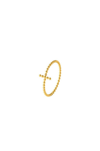 18K Gold Plated Cross Beaded Ring (With Box) Kiwidrop