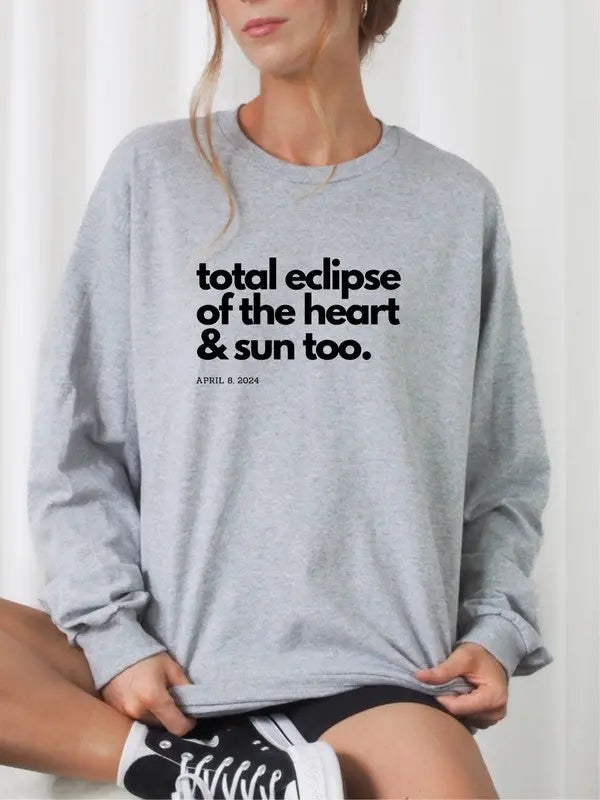 Total Eclipse Heart Sun Eclipse Graphic Sweatshirt Ocean and 7th