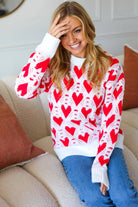 True Hearts Ivory & Red Heart Oversized Sweater Haptics