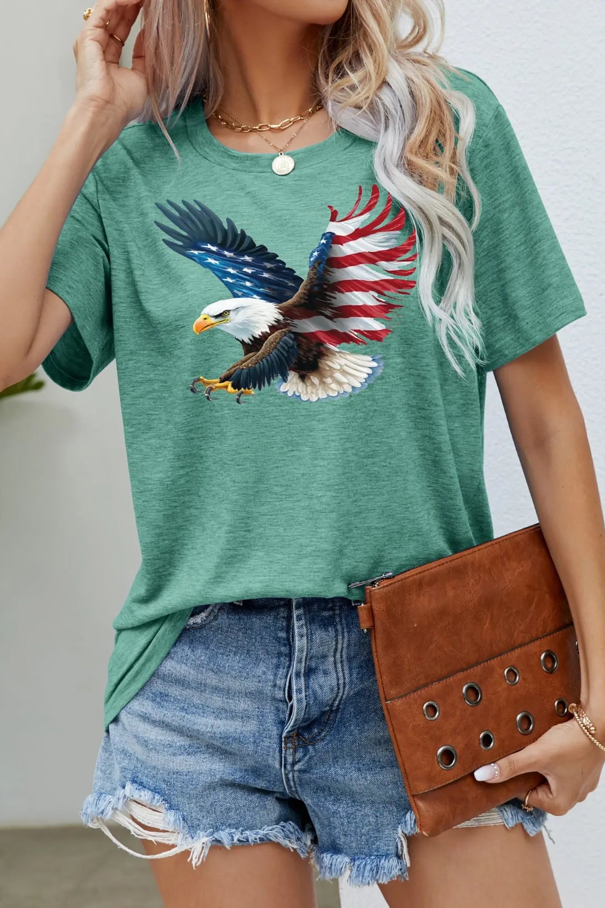 US Flag Eagle Graphic Tee Trendsi