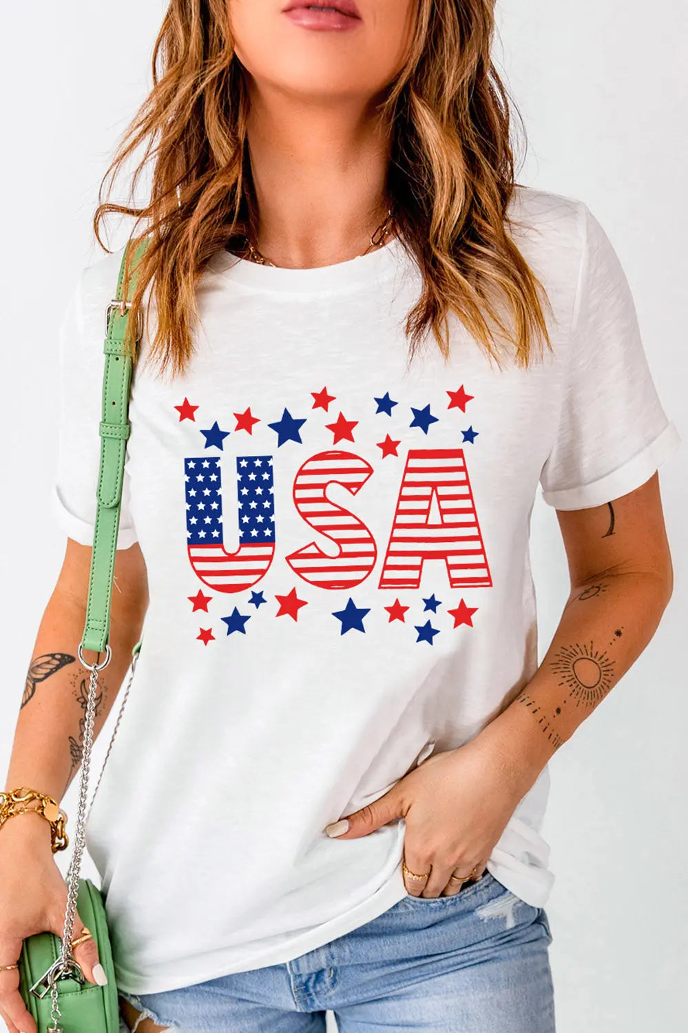 USA Star and Stripe Graphic Tee Trendsi