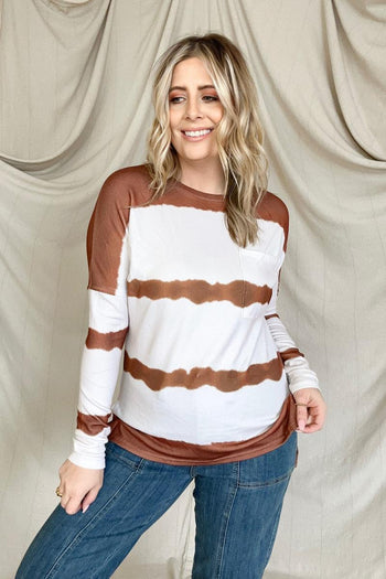 Tie Dye Striped Loose Knit Long Sleeve Top Kiwidrop