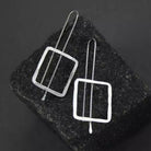 Retro Hammered Square Shape Quirky Geometric Punk Ear Hook Drop Earrings The Colourful Aura