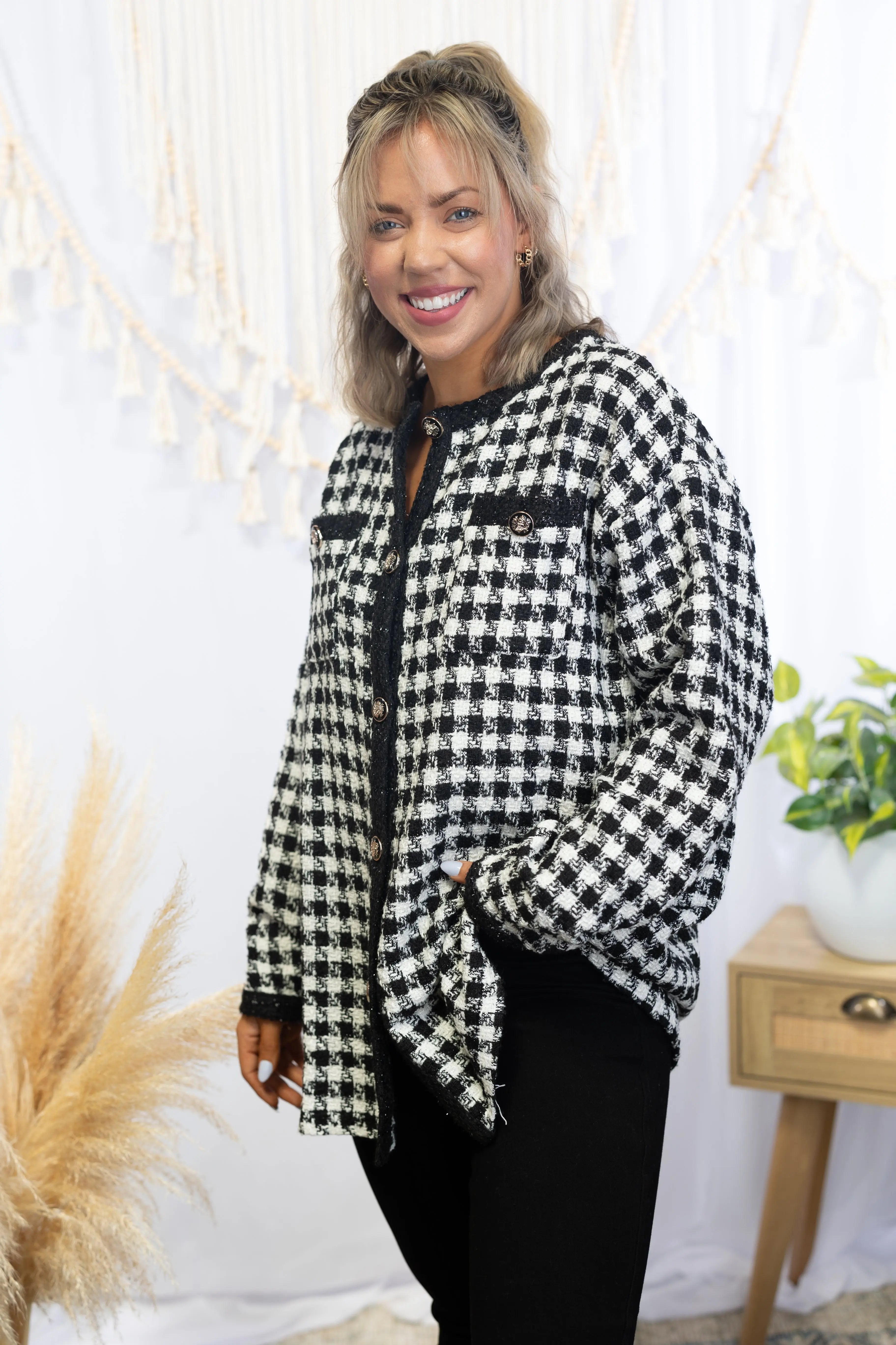 Upscale Houndstooth Coat Boutique Simplified