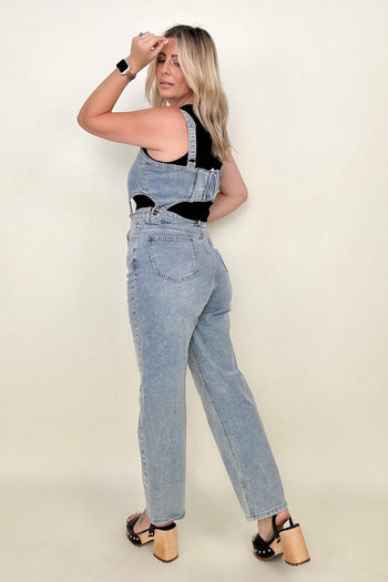 Davi & Dani Open Cut Denim Overall Pants Kiwidrop