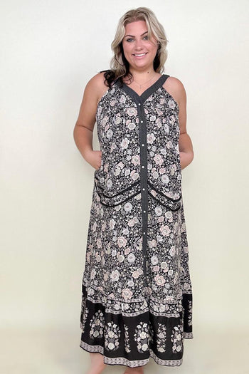 Davi & Dani Button Down Floral Maxi Dress Kiwidrop