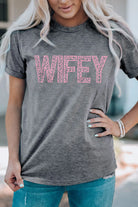WIFEY Leopard Graphic Short Sleeve Tee Casual Chic Boutique