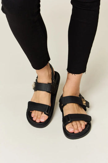 WILD DIVA Velcro Double Strap Slingback Sandals Trendsi