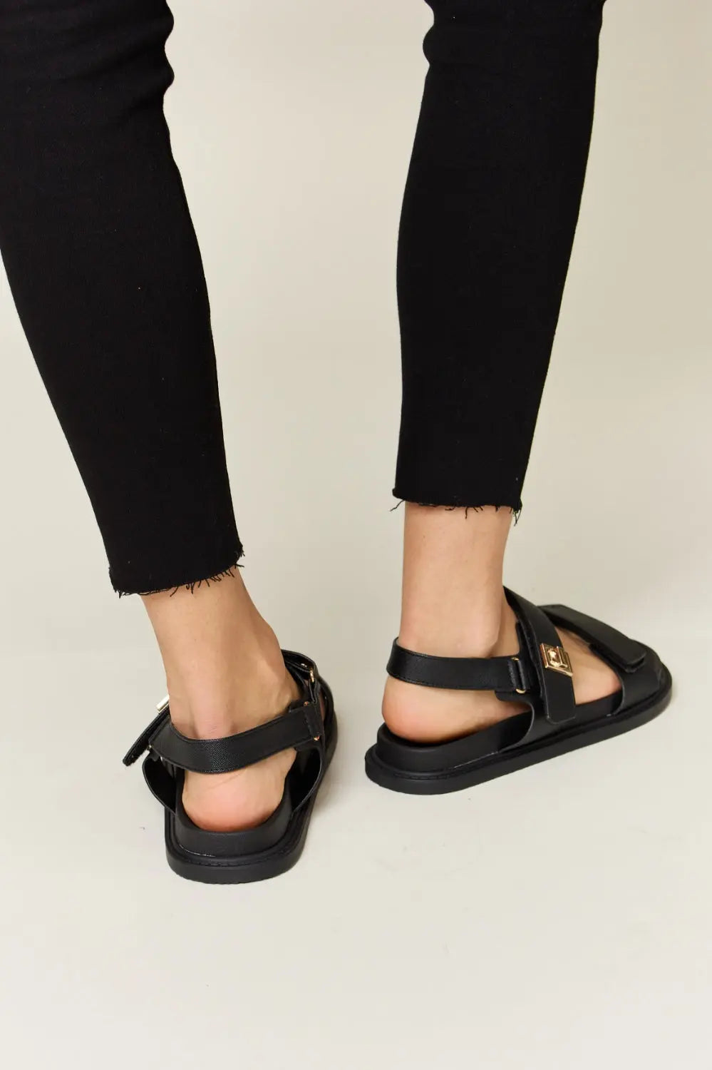 WILD DIVA Velcro Double Strap Slingback Sandals Trendsi