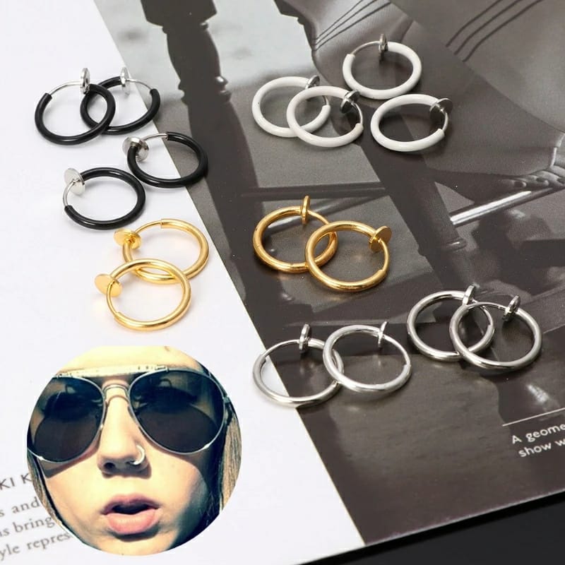 1 Pcs Trendy Stealth No Piercing Spring Nose Ear and Lip Helix Hoop Cuff Clip The Colourful Aura