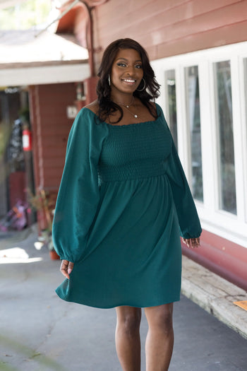 Winter Green Smocked Dress Boutique Simplified