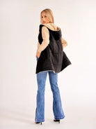 Women's Medium-length Zip Up Hooded Reversible Vest Jacket Coat HWWV885QTQ Casual Chic Boutique