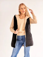 Women's Medium-length Zip Up Hooded Reversible Vest Jacket Coat HWWV885QTQ Casual Chic Boutique