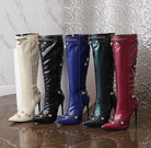 Women's High Heel Knee High Boots Zipper Punk Style Boots Plus Size Fashionella